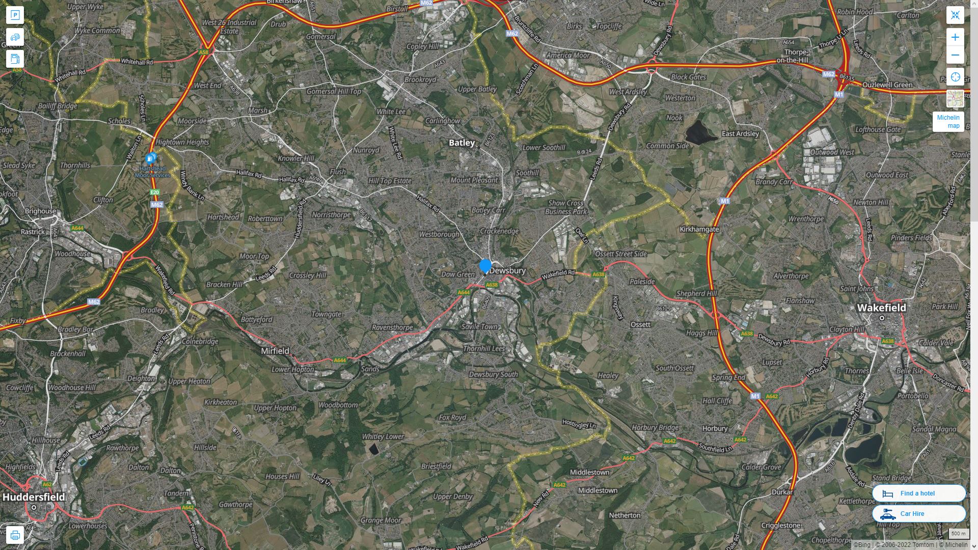 Dewsbury Highway and Road Map with Satellite View